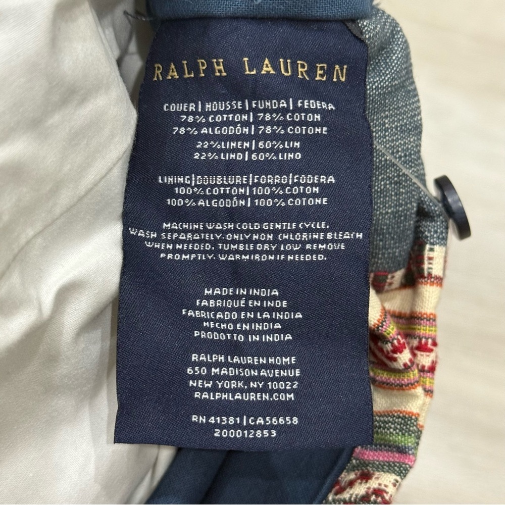 Ralph Lauren Alyssa Multicolor Striped Throw Pillow MSRP $255 20x20 Cotton/Linen - Picture 4 of 16
